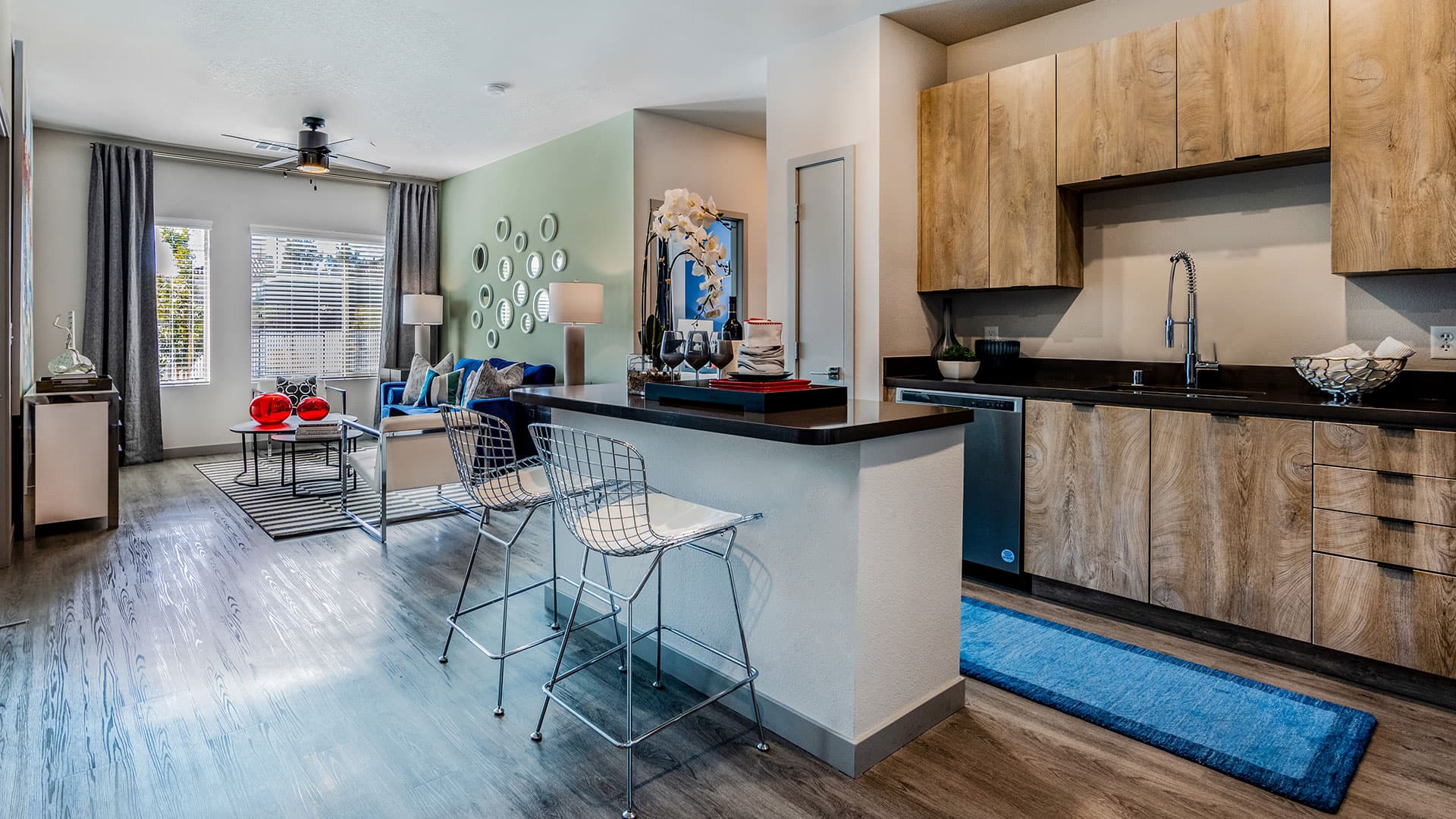 Model kitchen island at Ely at Fort Apache