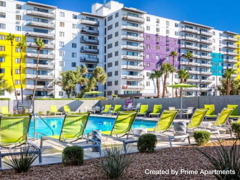 Luxury apartments with resort-style pool and cabanas