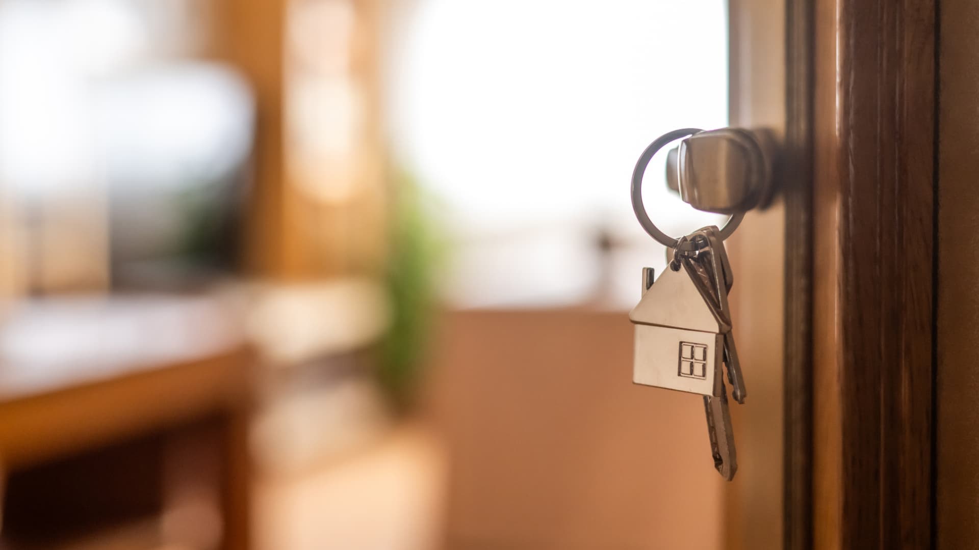 key hanging on the door handle